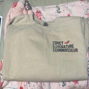Beige Graphic sweater - Spicy Literature Connoisseur